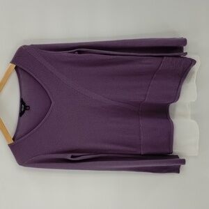 Simply Vera Vera Wang faux double blouse size small purple w white long sleeve